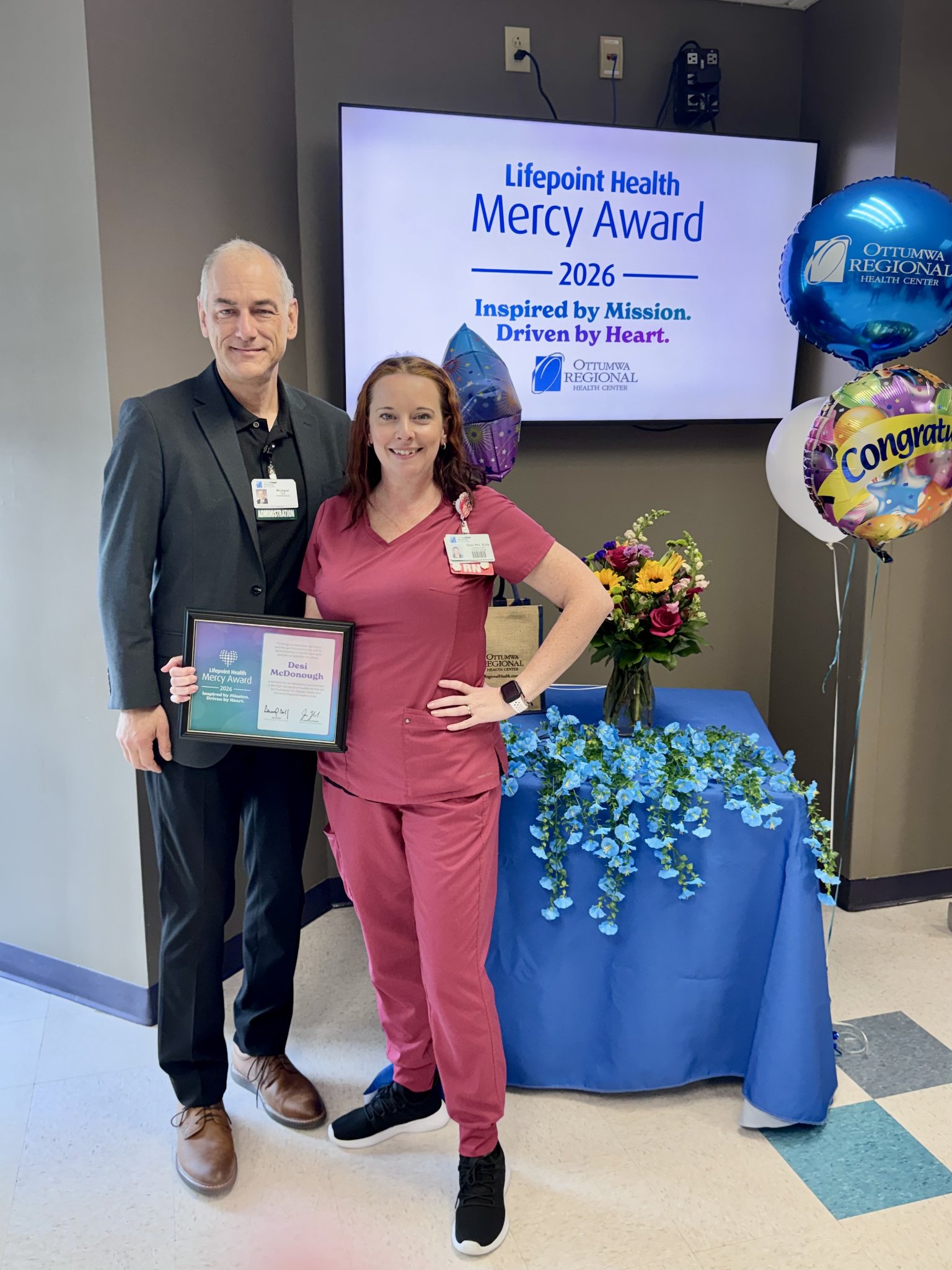 Ottumwa Regional Health Center Announces                                                                      Desi McDonough as 2026 Mercy Award Recipient