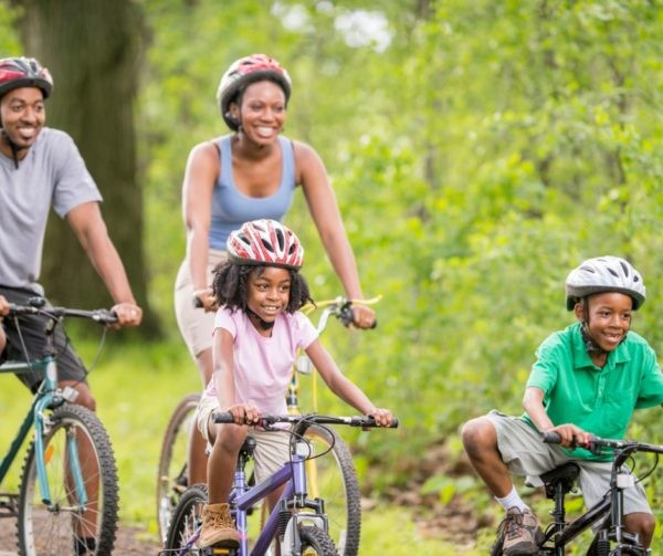 Biking with helmets